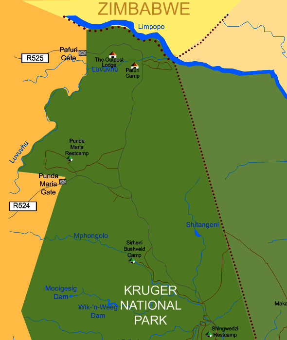 Far North Region map of kruger national park