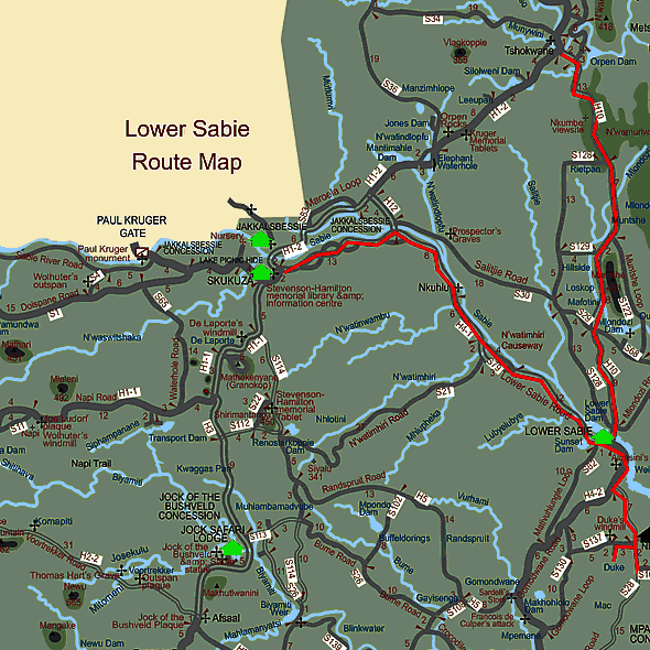Lower Sabie Route Map