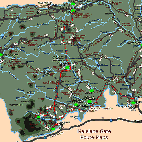 Malelane Gate Route Maps