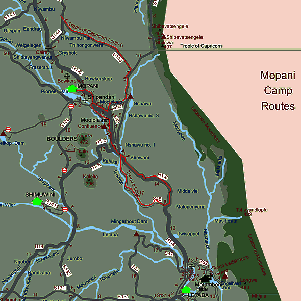 Mopani Camp Routes Map