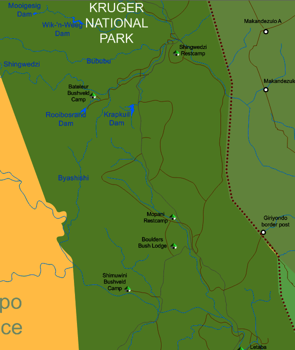 Northern Region map of kruger national park